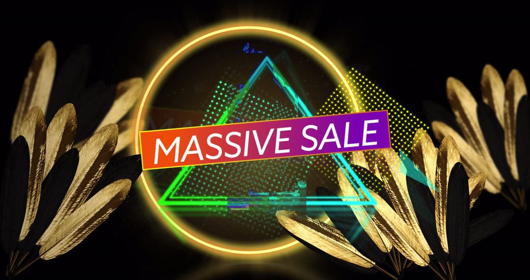 Neon Massive Sale Announcement with Futuristic Design
