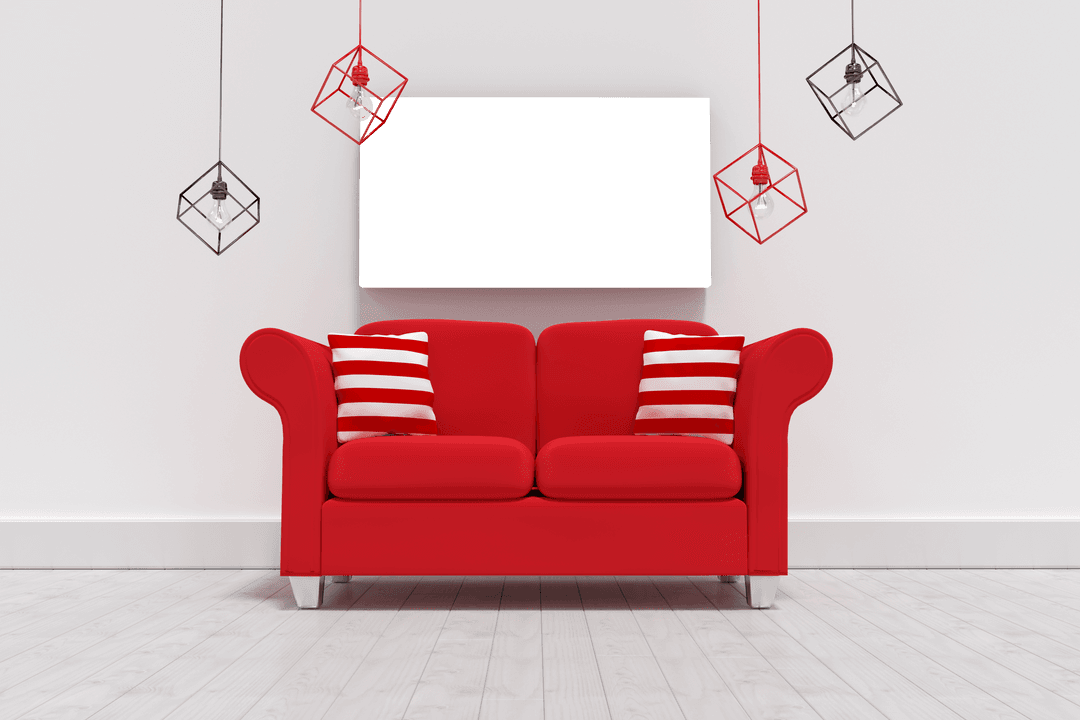 Transparent Sofa and White Wall with Modern Lighting