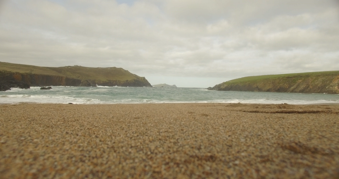 Transparent Idyllic Beach with Cloudy Sky and Rolling Hills - Download Free Stock Images Pikwizard.com