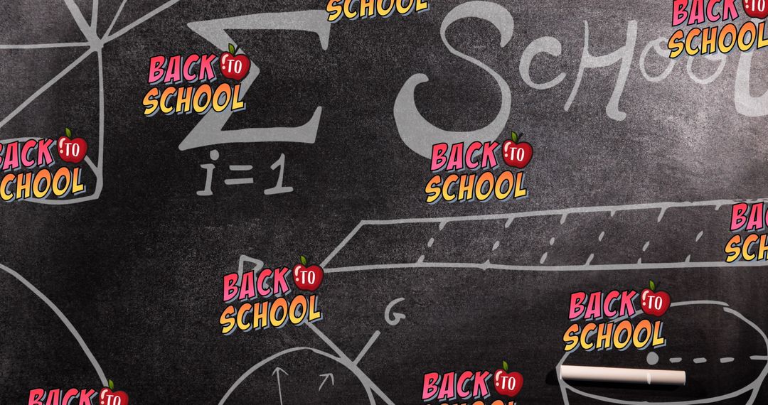 Back to School Concept with Math Equations on Chalkboard