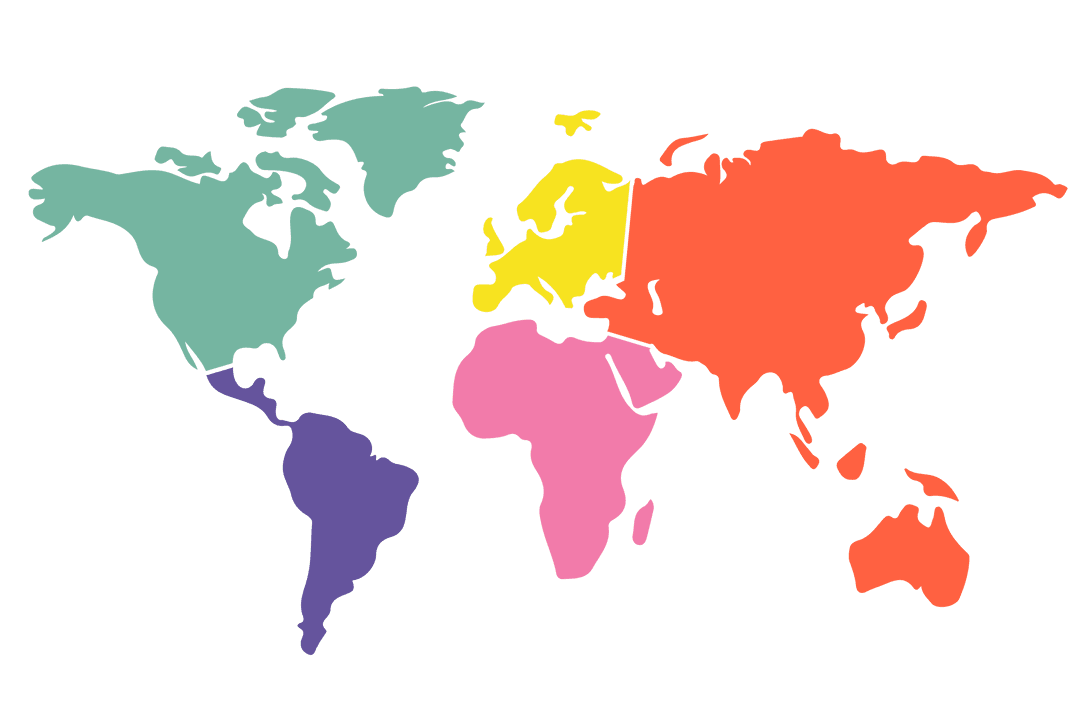 Colorful World Map on Transparent Background for Global Illustrations