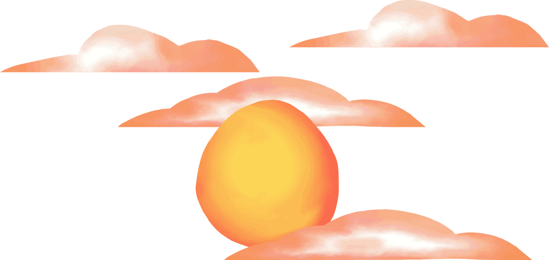 Abstract Sun Orb Glowing Amid Ethereal Clouds on Transparent Background