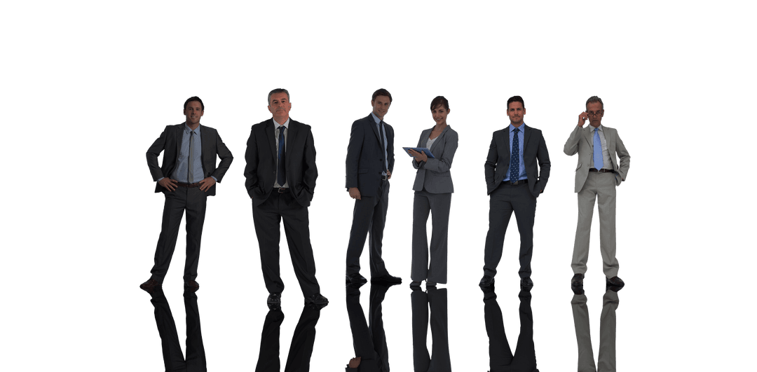 Transparent Business Team in Formal Attire Standing Together