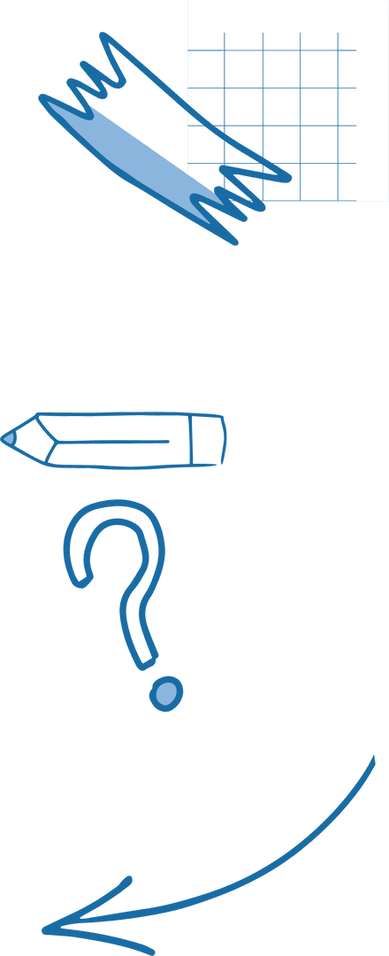 Blue Doodles Set on Transparent Background for Illustrative Design