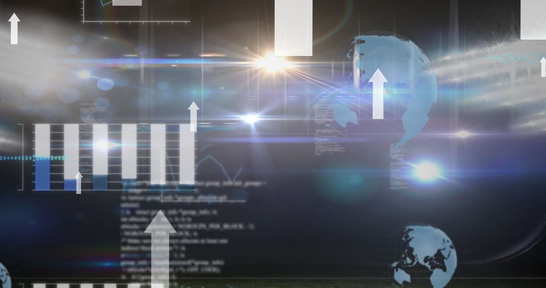 Dynamic Data and Arrows Over Sports Stadium Visual