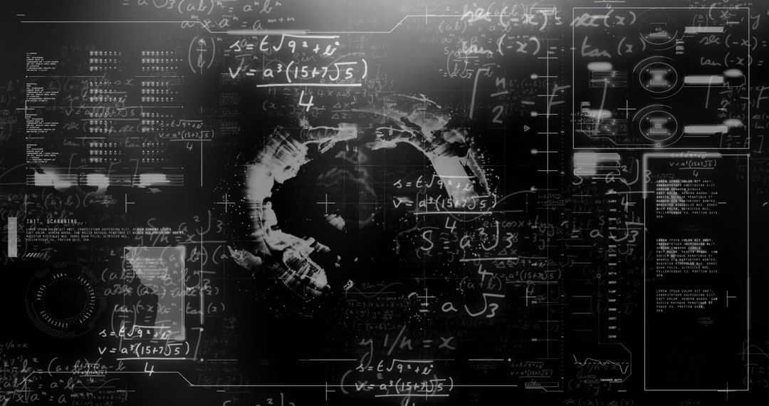 Technology and data with mathematical formulas on futuristic background