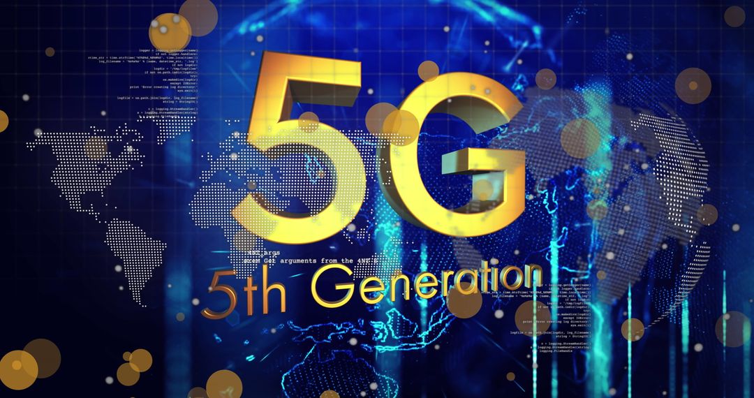 Future Technologies Concept with 5G Network and Digital World Map
