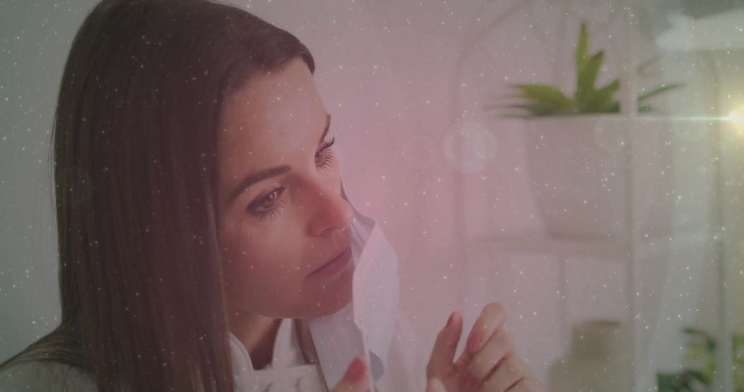 Woman Enjoying Self-Care Face Mask with Calm Atmosphere