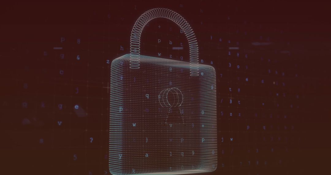 Futuristic Digital Lock with Floating Data Elements