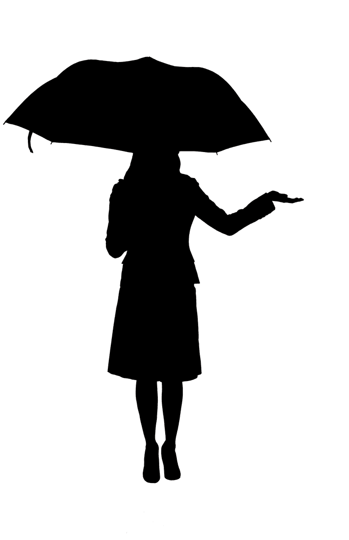 Businesswoman Silhouette with Umbrella on Transparent Background