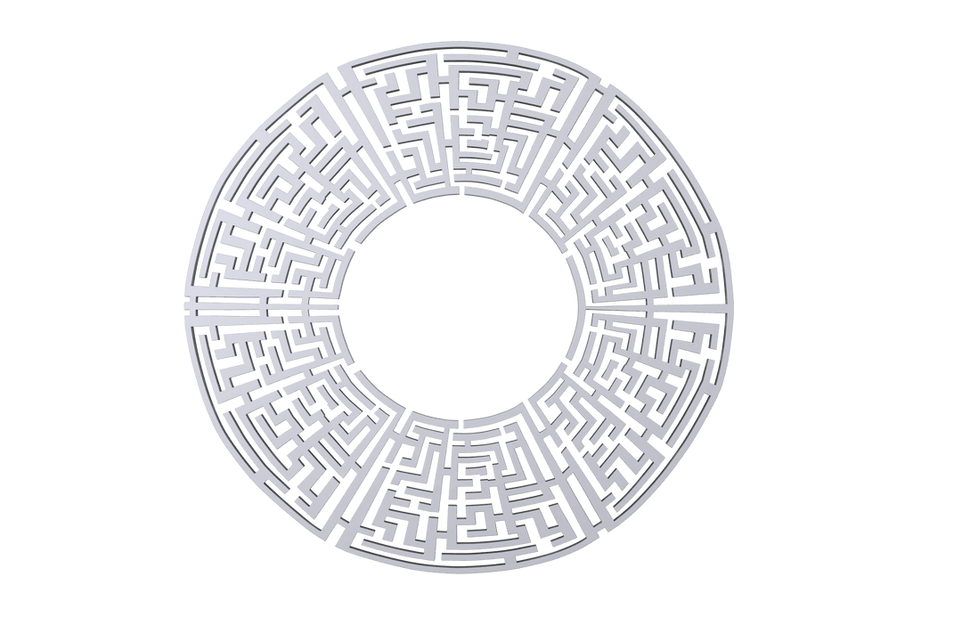 Circular Maze Design on Transparent Background