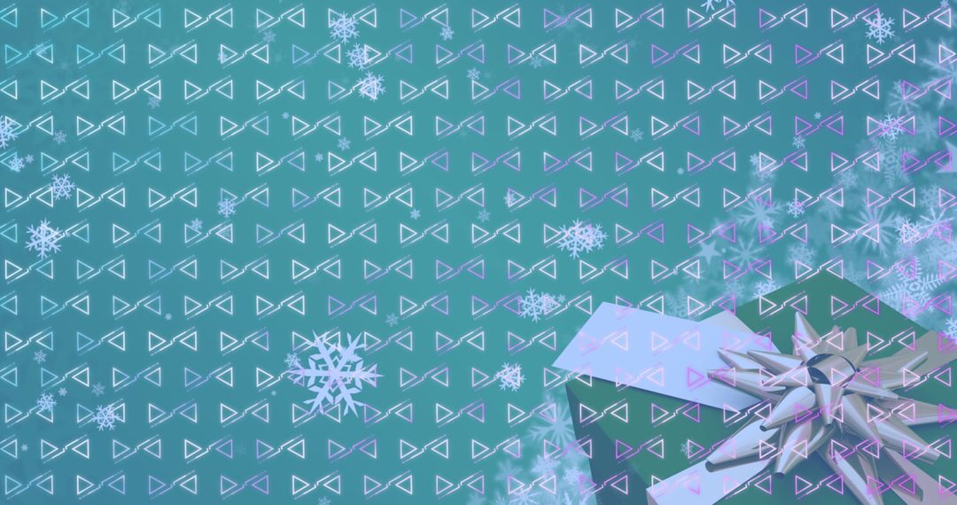 Festive Abstract Pattern with Snowflakes and Gift Box
