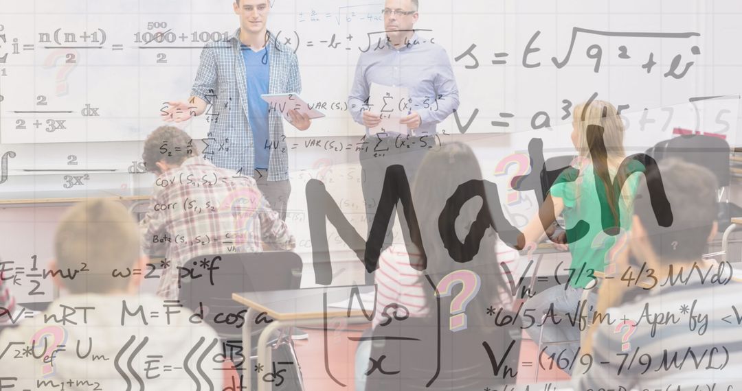 Students Engaging with Complex Math Equations in Classroom