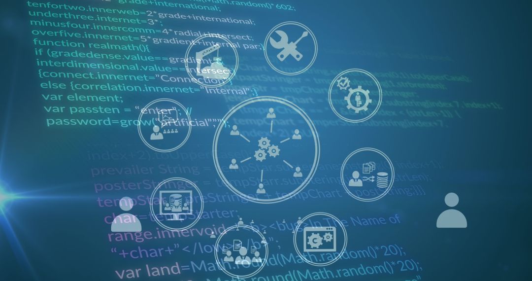 Digital Network Connections with Tech Icons on Green Screen