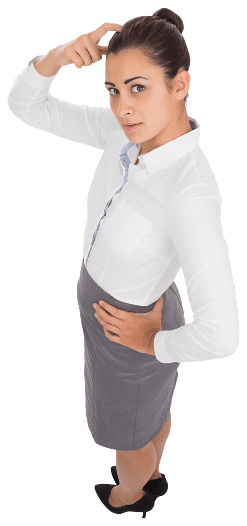 Confident Biracial Businesswoman Standing on Transparent Background