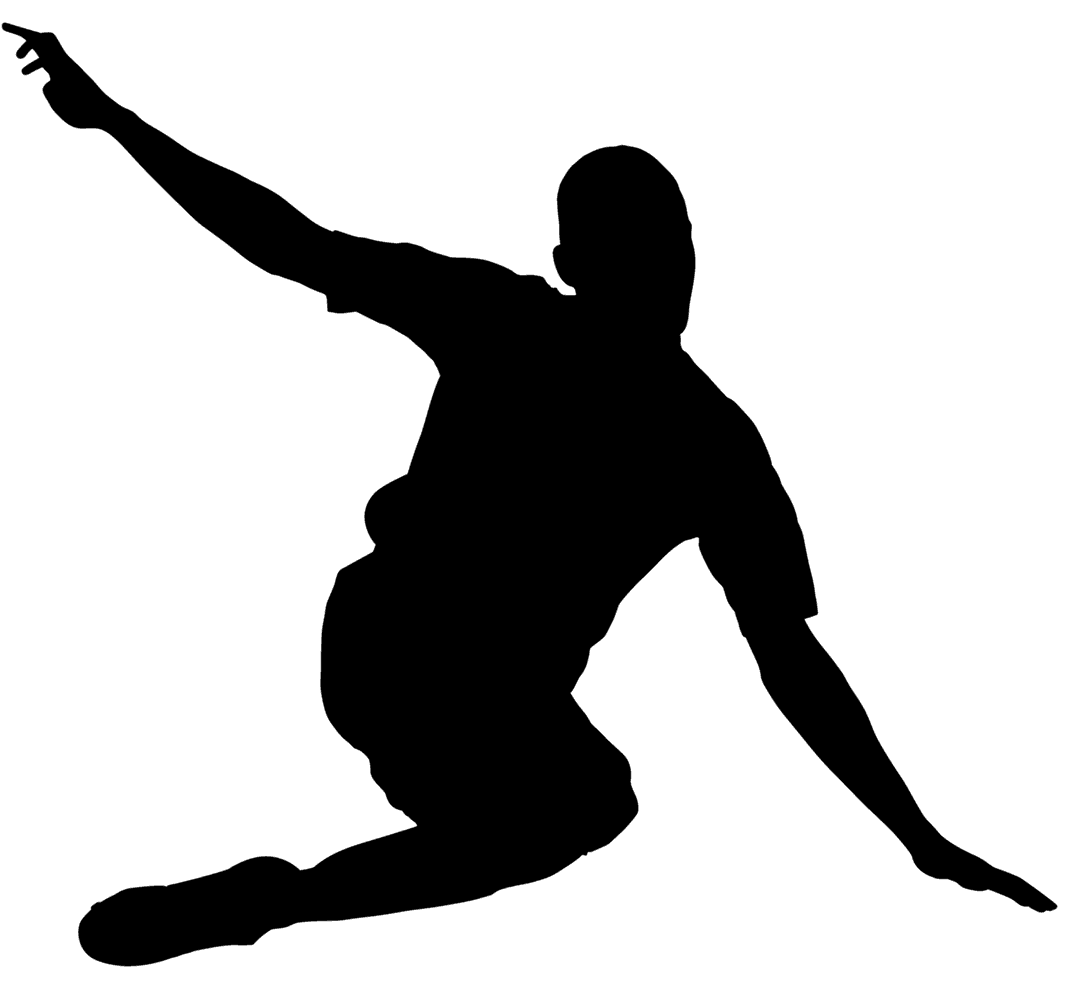 Dynamic Silhouette of Sportsman Kicking on Transparent Background