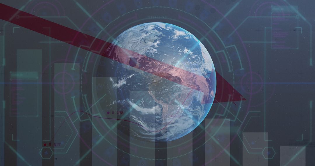 Global Finance Analysis with Red Arrow and Earth Illustration