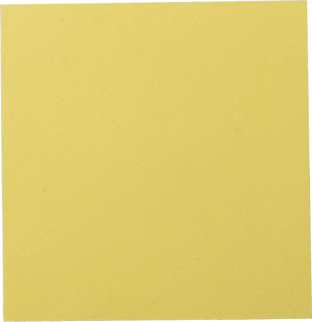 Yellow Memo Note Close-Up on Transparent Background