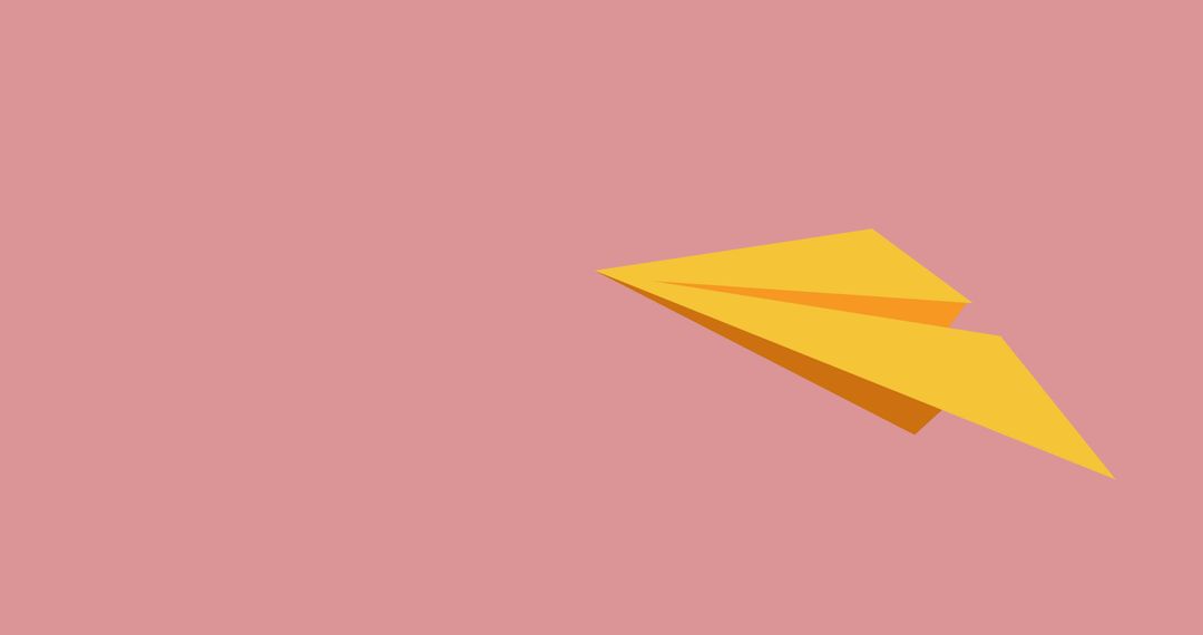 Yellow Paper Airplane Icon on Minimalistic Pink Background