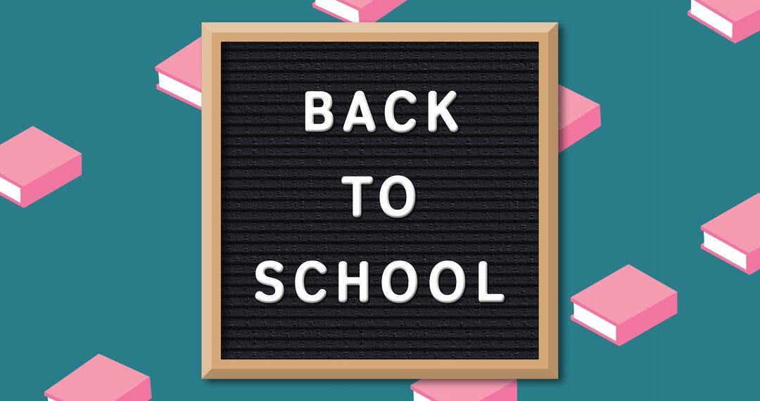 Back to School Message with Books on Teal Background