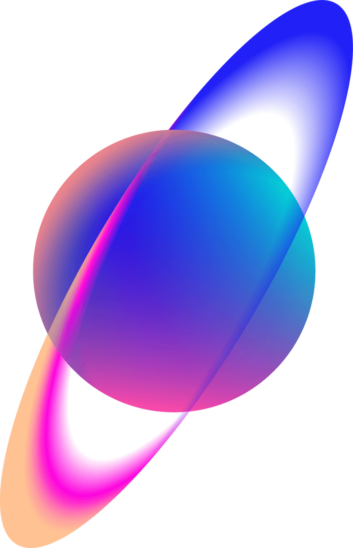 Transparent Gradient Sphere with Ring on Clear Background