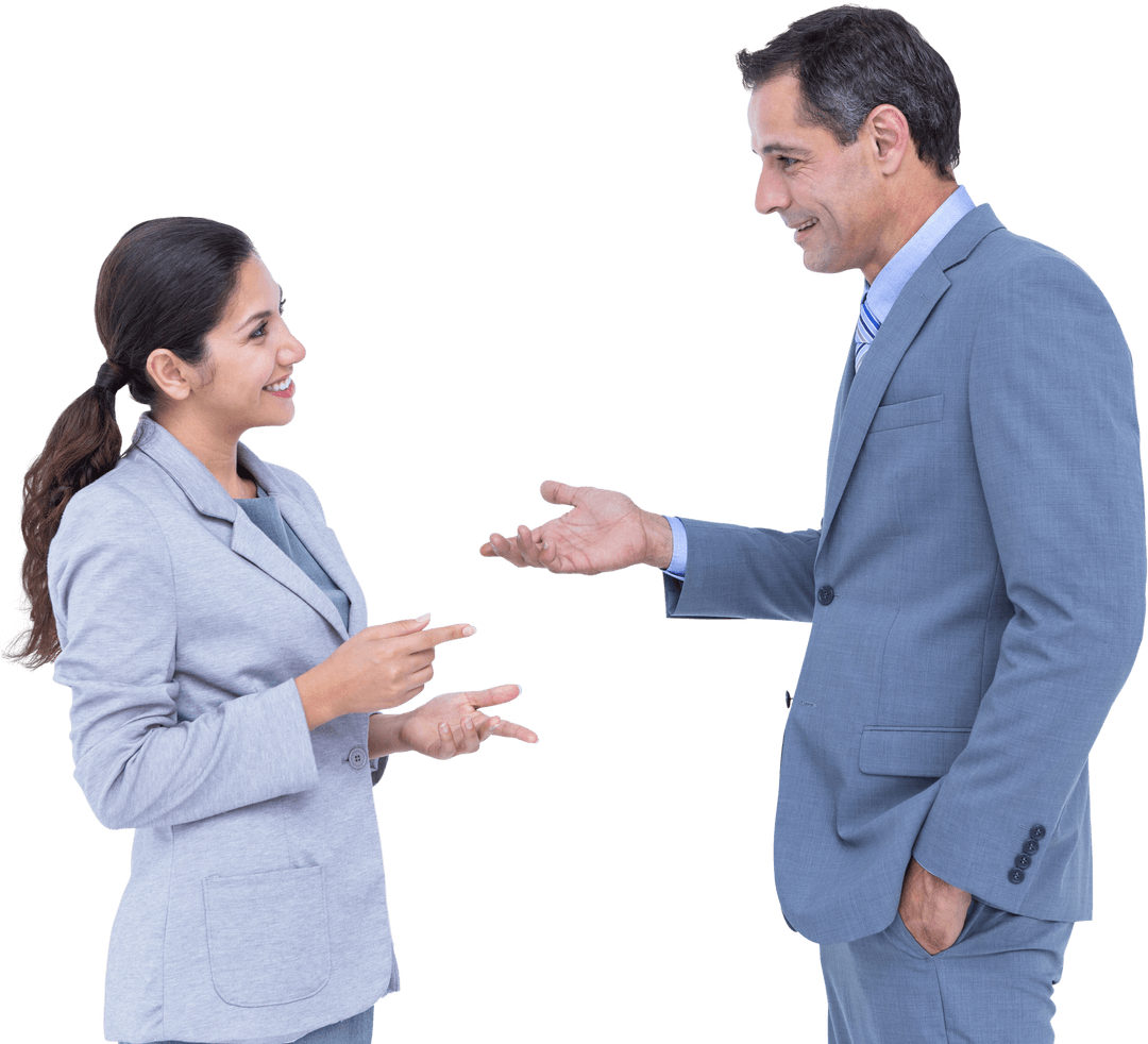 Professional Business Colleagues in Transparent Collaborative Discussion