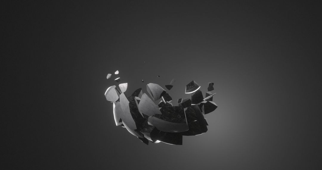 Abstract Shattered Sphere on Grey Background