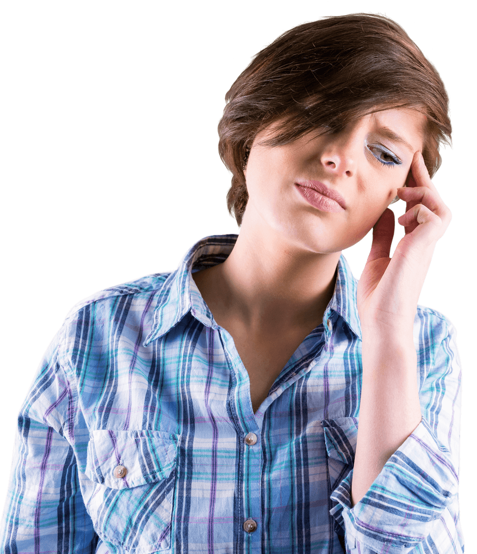 Transparent Background of Woman Experiencing Migraine and Stress