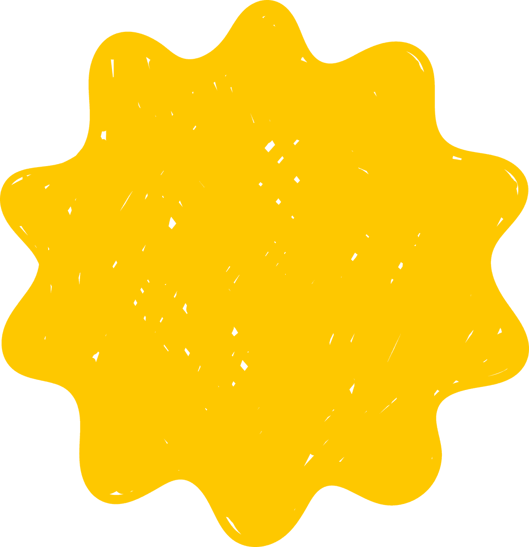 Yellow Abstract Starburst Shape on Transparent Background