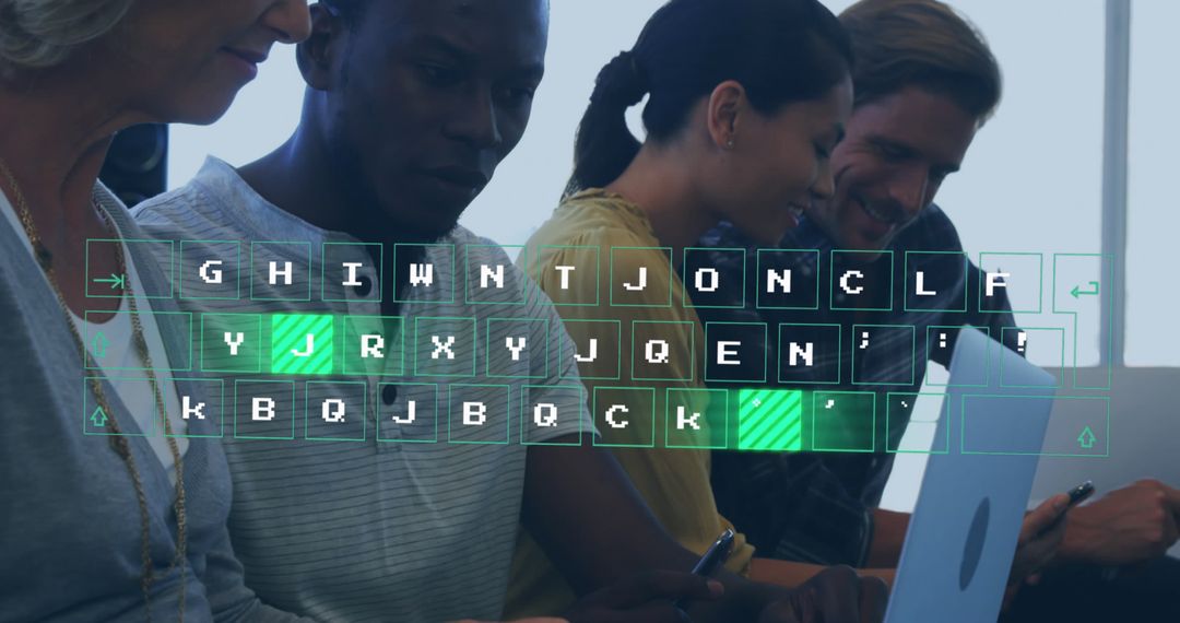 Digital Collaboration with Futuristic Interface Overlay