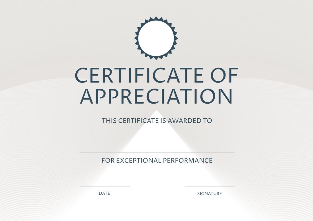 Minimalist Certificate of Appreciation with Grey and White Design - Download Free Stock Templates Pikwizard.com