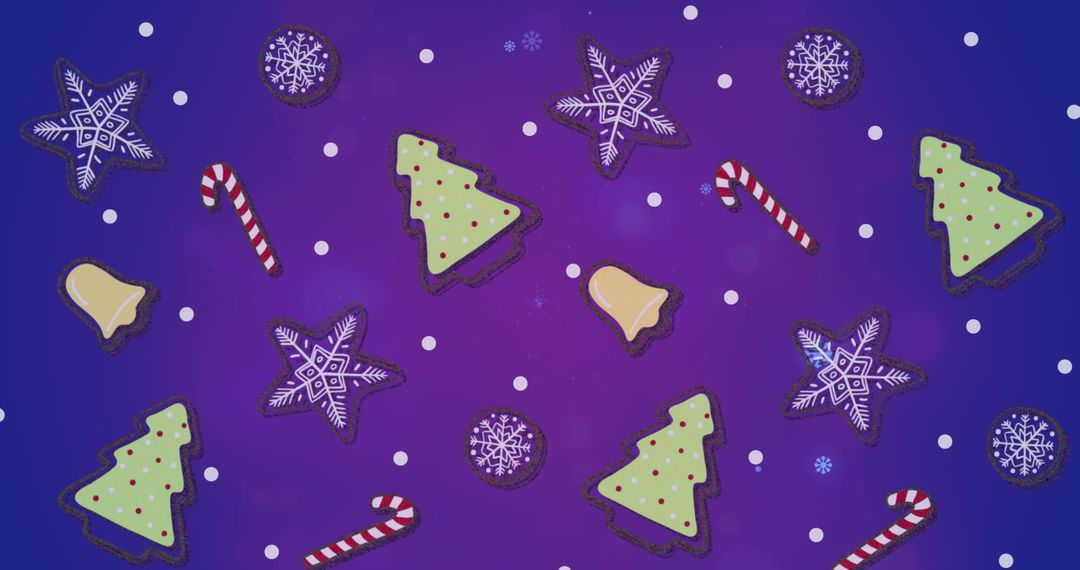 Whimsical Christmas Icons Pattern with Candy Canes and Stars - Free Images, Stock Photos and Pictures on Pikwizard.com