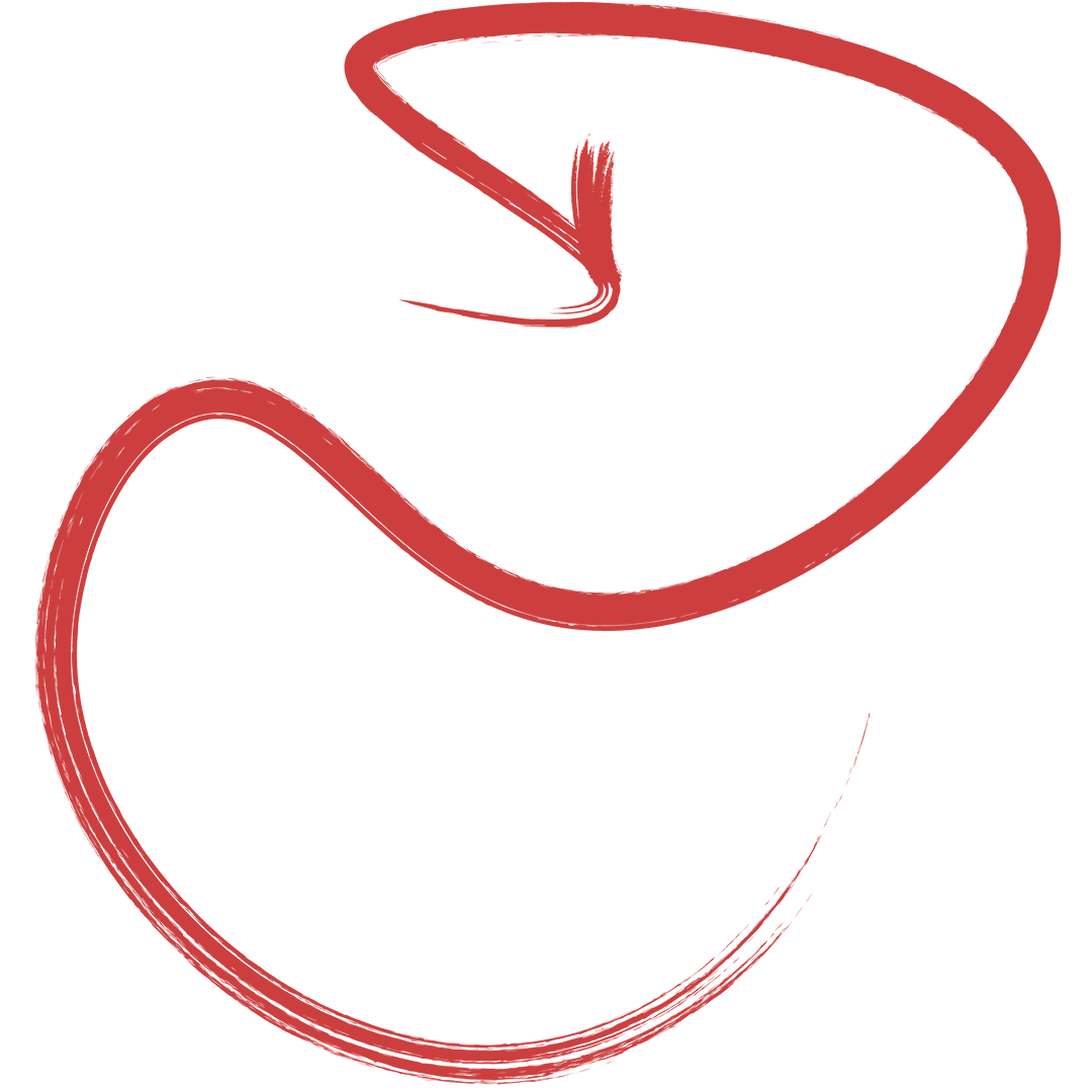 Curved Red Arrow on Transparent Background for Direction Guidance