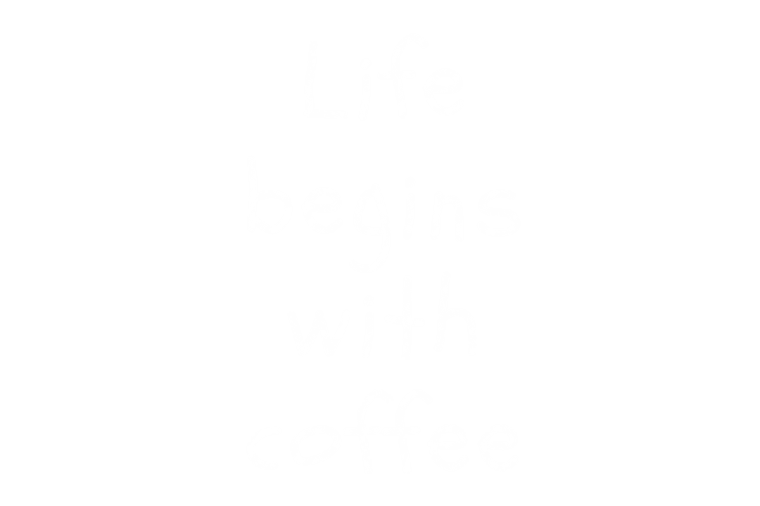 Life Begins with Coffee Text Illustration on Transparent Background