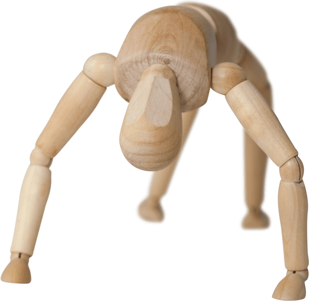 Transparent Wooden Mannequin Bending Downward