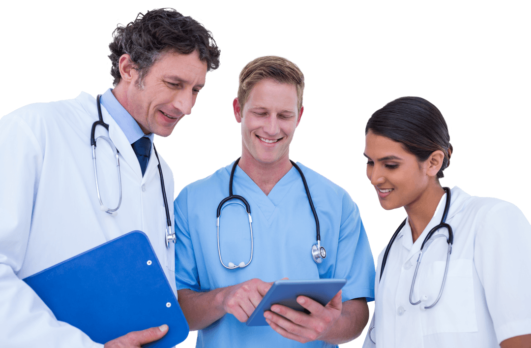 Transparent Medical Team Using Digital Tablet Technology