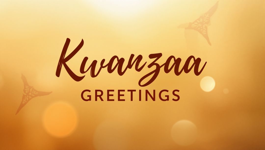 Celebrating Kwanzaa with Warm Gold Script, Bokeh Glow and Patterned Motifs Greeting Card