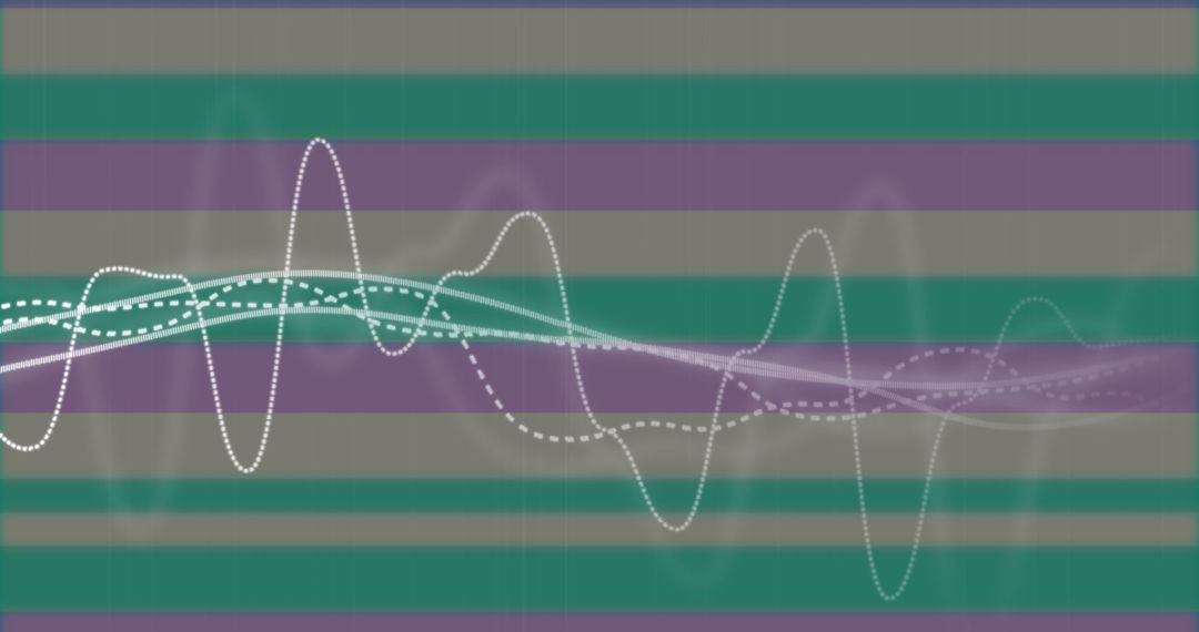 Abstract Digital Waves Over Striped Background