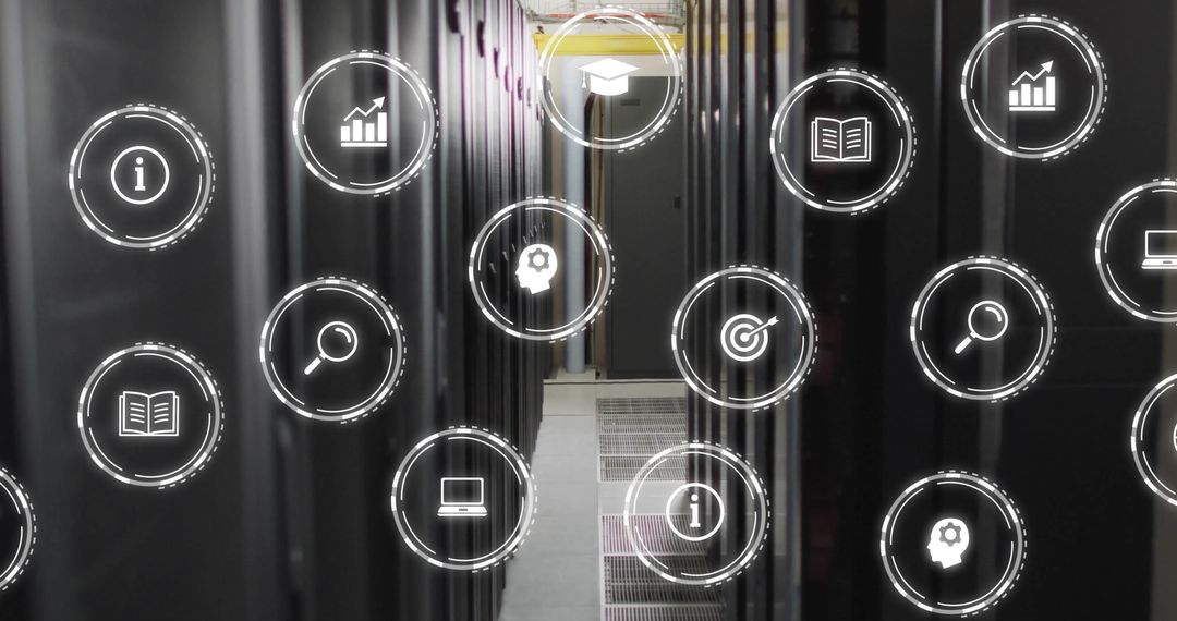 Virtual Icons Overlaying Data Servers in Modern Network Center
