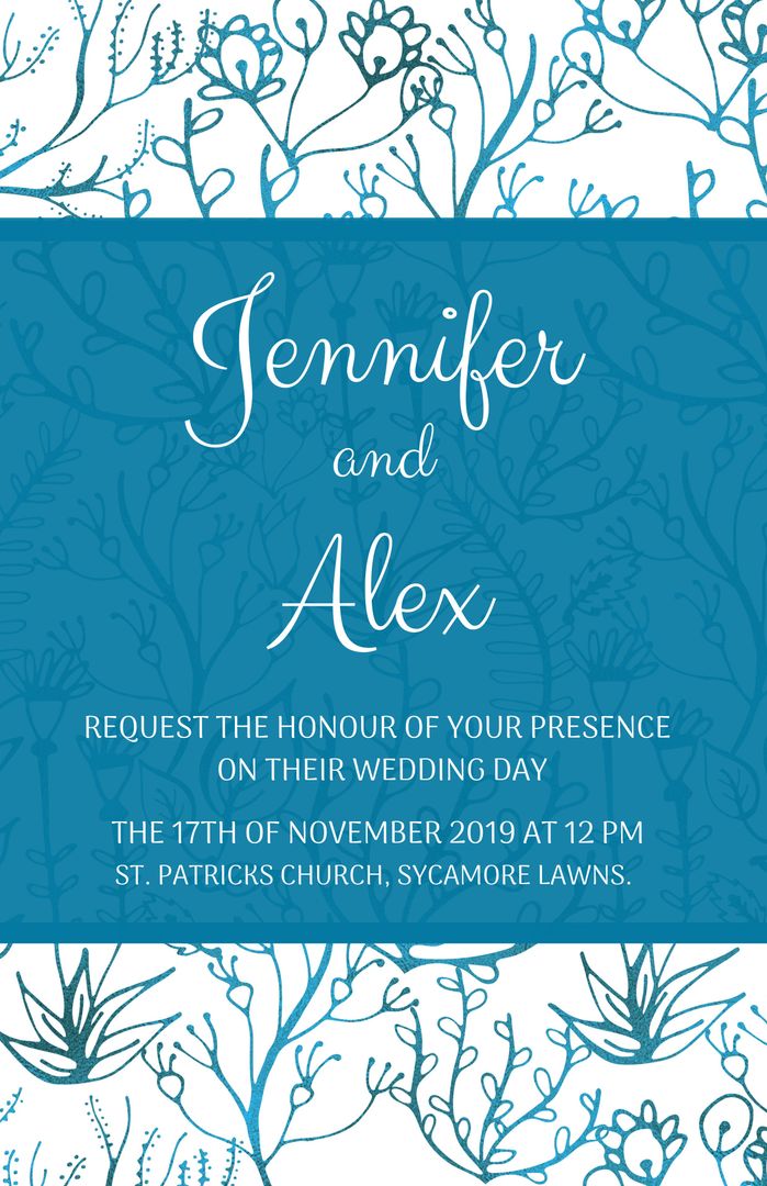 Elegant Blue Floral Wedding Invitation Template - Download Free Stock Templates Pikwizard.com