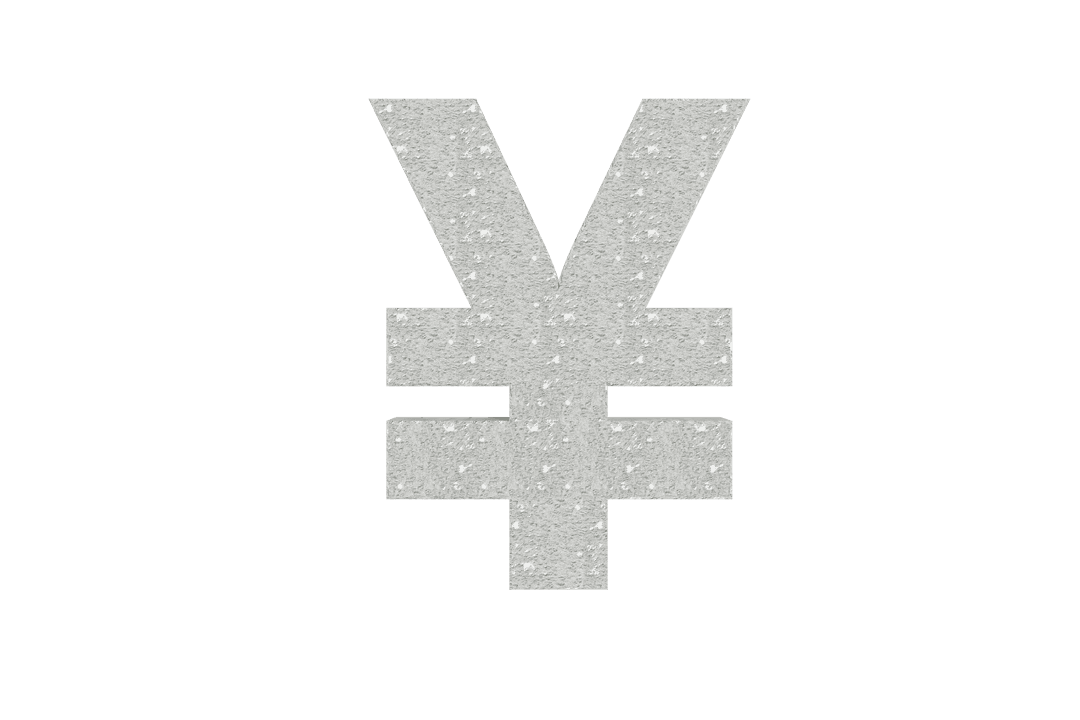 Transparent Gray Yen Currency Symbol on Clear Background