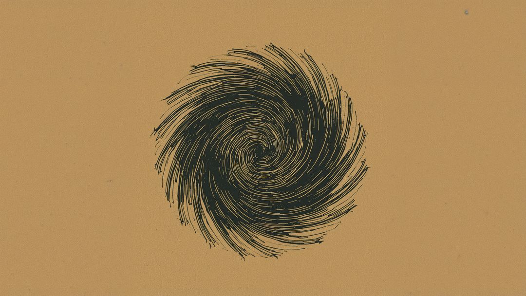 Swirling Brushstroke Abstract Art on Tan Background