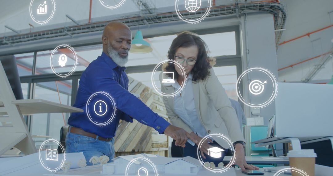 Digital Interface with Colleagues Analyzing Architectural Model