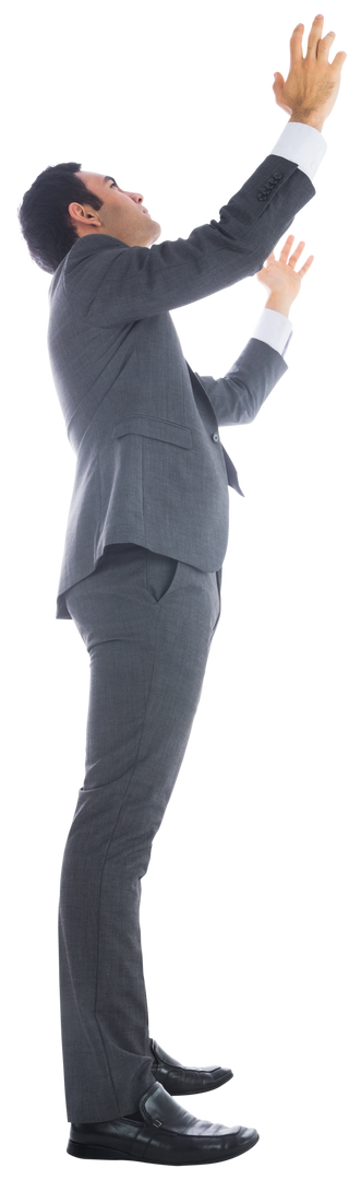 Businessman Rejoicing in Formal Gray Suit Isolated Transparent - Download Free Stock Images Pikwizard.com