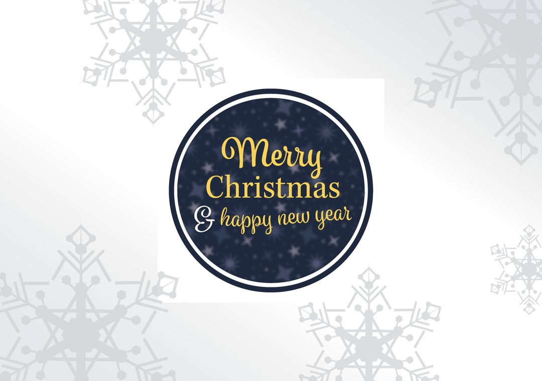 Merry Christmas and Happy New Year Bauble Design with Snowflakes