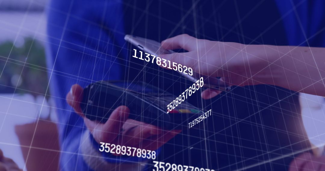 Digital Payment Technology with Smartphone Interface Overlay