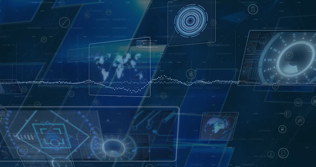 Futuristic Data Screens Filled with Interactive Digital Interfaces