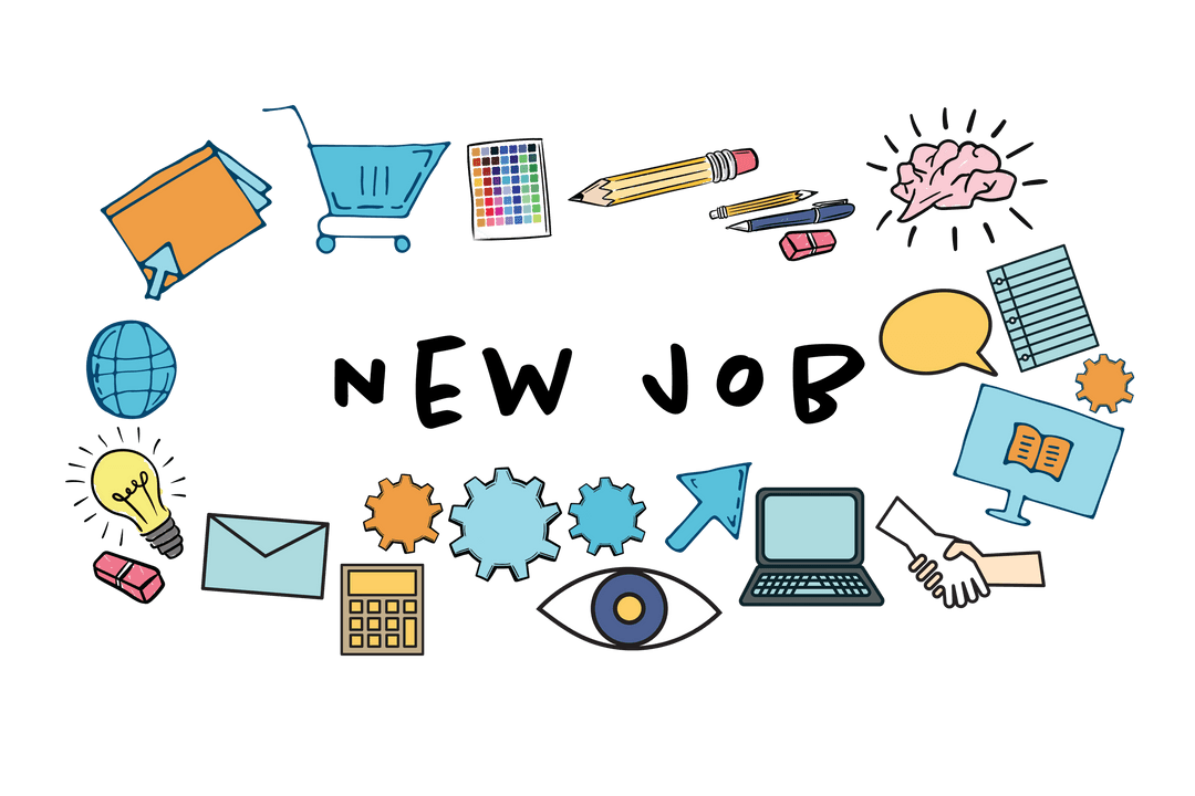 Digital Elements for Employment Marketing on Transparent Background