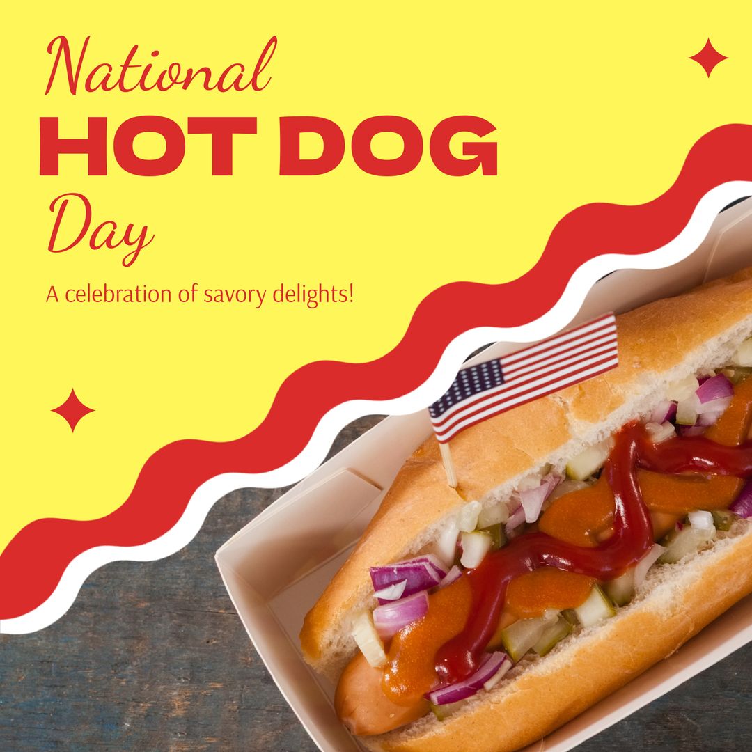 National Hot Dog Day Celebration with American Flag - Download Free Stock Templates Pikwizard.com