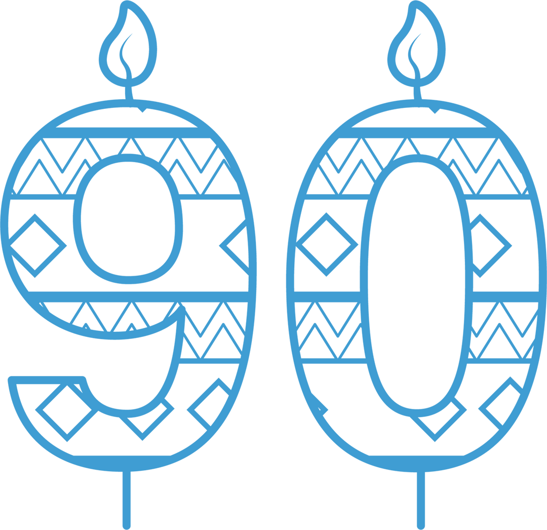 Blue 90th Birthday Candle with Patterns on Transparent Background - Download Free Stock Images Pikwizard.com